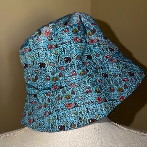 Floppy Tops Blue Camping Bucket Hat Kids Baby One Size Outdoors Sun With Zip Bag
